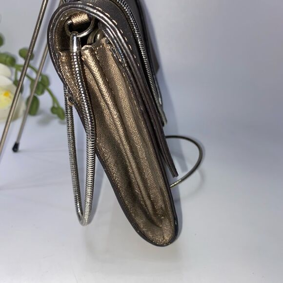 Calvin Klein Saffiano Leather Shoulder Purse Gold Small - Picture 4 of 14